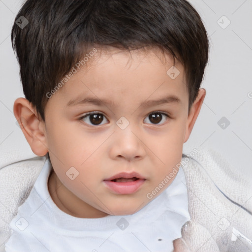 Neutral white child male with short  brown hair and brown eyes