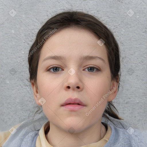 Neutral white child female with short  brown hair and brown eyes