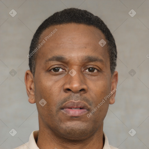 Neutral latino young-adult male with short  brown hair and brown eyes