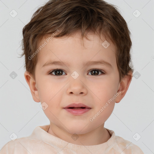 Neutral white child male with short  brown hair and brown eyes