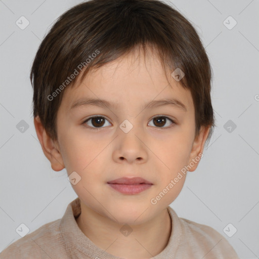 Neutral white child female with short  brown hair and brown eyes