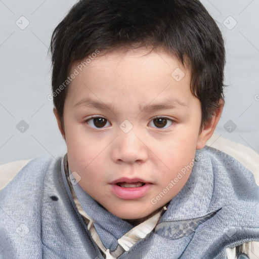 Neutral white child male with short  brown hair and brown eyes