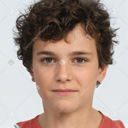 Neutral white child male with short  brown hair and brown eyes