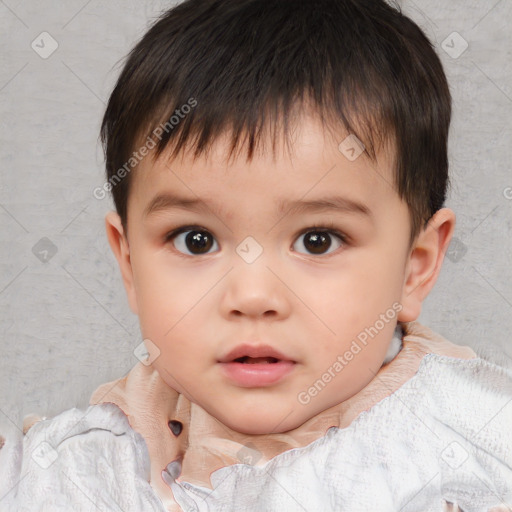 Neutral white child male with short  brown hair and brown eyes