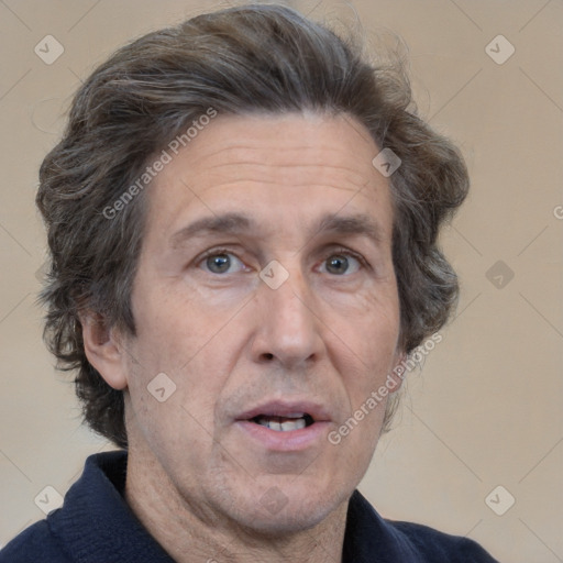 Neutral white middle-aged male with short  brown hair and brown eyes