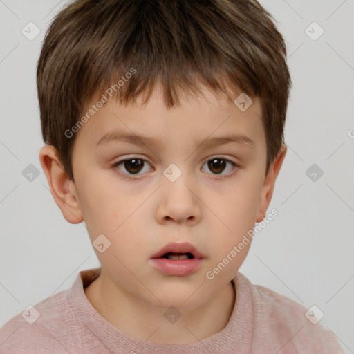 Neutral white child male with short  brown hair and brown eyes