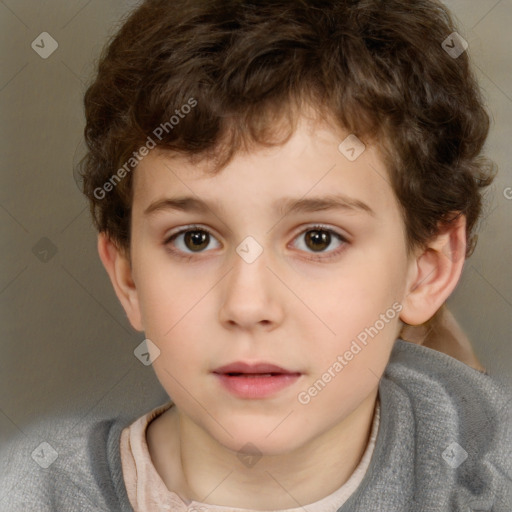 Neutral white child male with short  brown hair and brown eyes