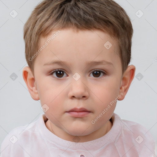 Neutral white child male with short  brown hair and brown eyes