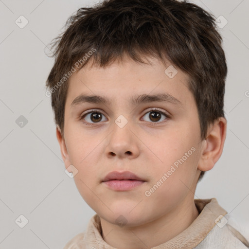 Neutral white child male with short  brown hair and brown eyes