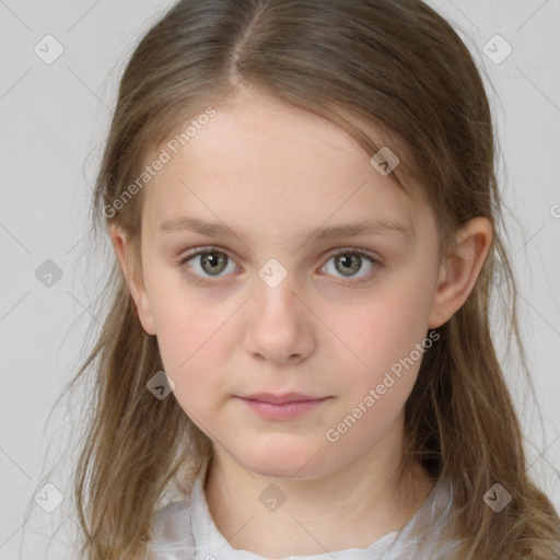 Neutral white child female with medium  brown hair and brown eyes