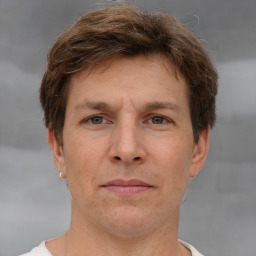 Neutral white adult male with short  brown hair and brown eyes