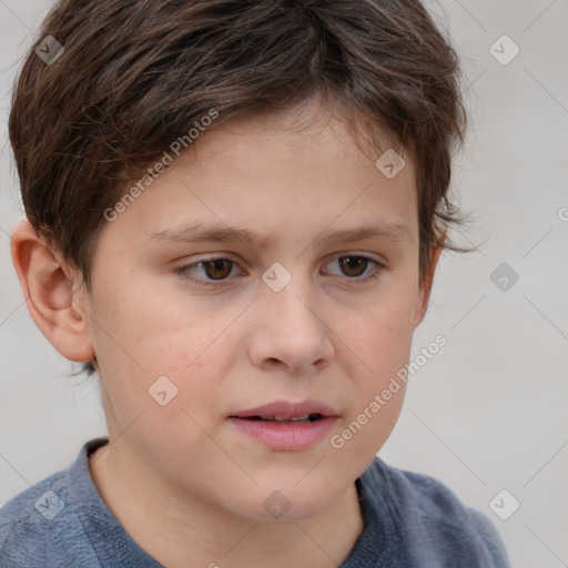 Neutral white child male with short  brown hair and brown eyes