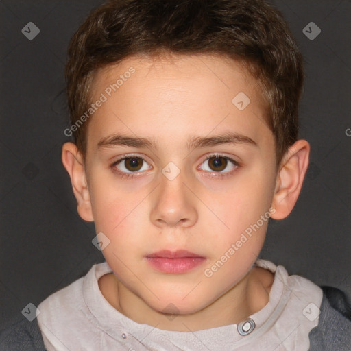 Neutral white child female with short  brown hair and brown eyes