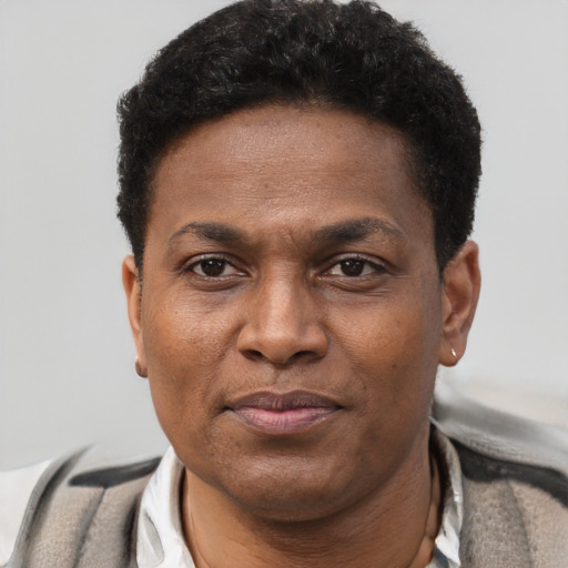 Neutral latino adult male with short  brown hair and brown eyes