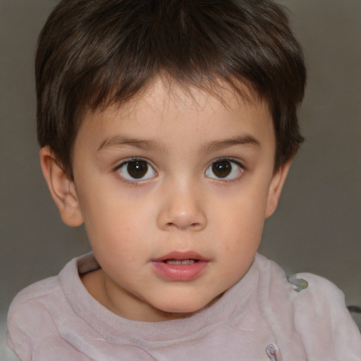 Neutral white child male with short  brown hair and brown eyes