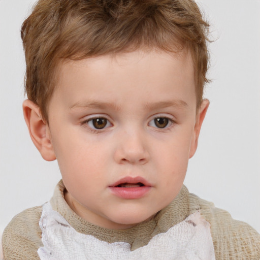 Neutral white child male with short  brown hair and brown eyes