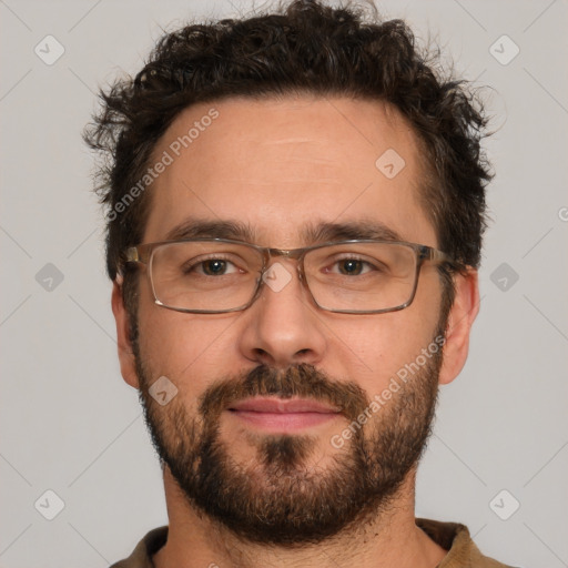 Neutral white adult male with short  brown hair and brown eyes