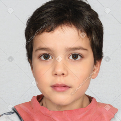 Neutral white child male with short  brown hair and brown eyes