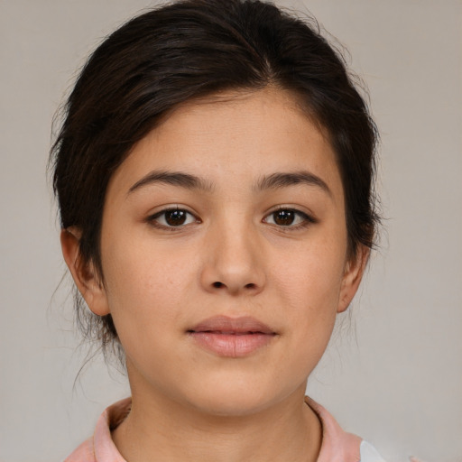 Neutral asian young-adult female with medium  brown hair and brown eyes