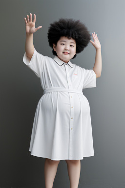 South korean child girl with  white hair