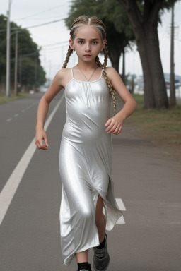 Uruguayan child girl with  white hair