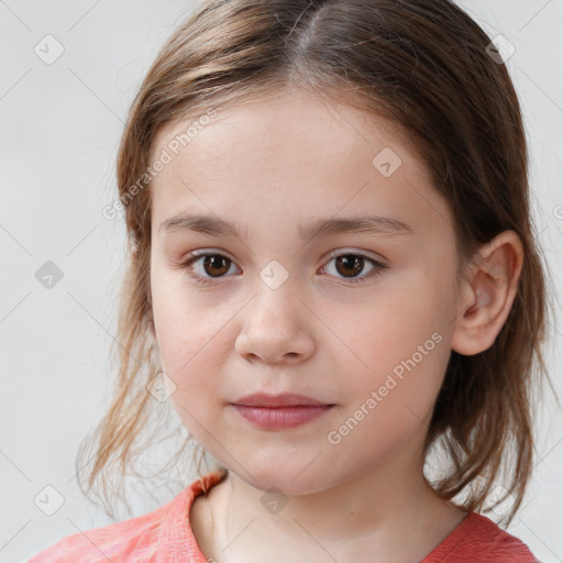 Neutral white child female with medium  brown hair and brown eyes