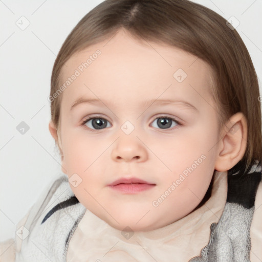 Neutral white child female with medium  brown hair and brown eyes