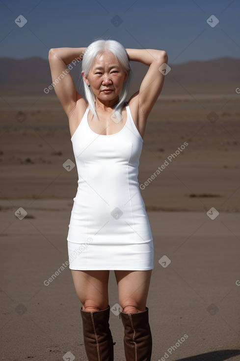 Mongolian 45 years female with  white hair