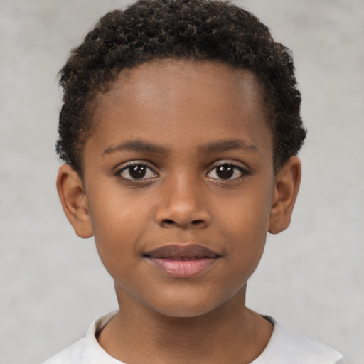Neutral black child male with short  brown hair and brown eyes