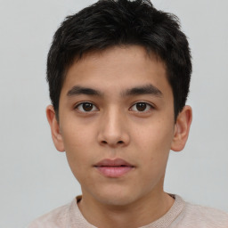 Neutral asian young-adult male with short  brown hair and brown eyes