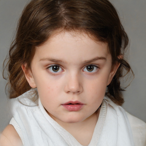 Neutral white child female with medium  brown hair and brown eyes