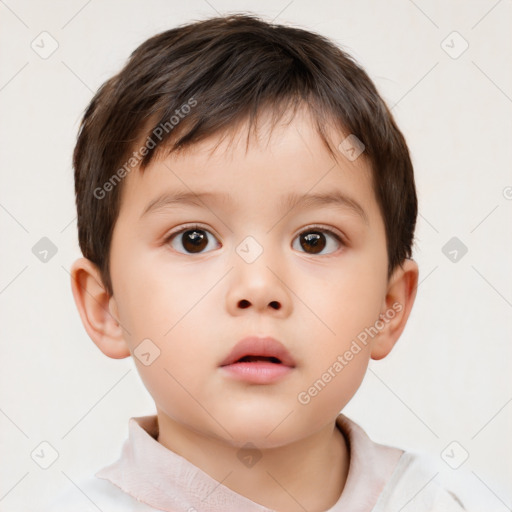 Neutral white child male with short  brown hair and brown eyes