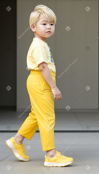 Korean child boy with  blonde hair