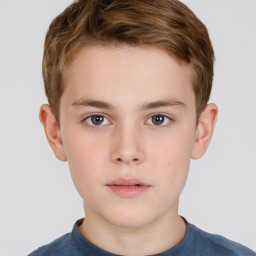 Neutral white child male with short  brown hair and brown eyes