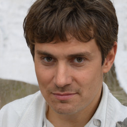 Neutral white adult male with short  brown hair and brown eyes