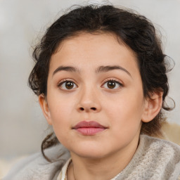 Neutral white child female with medium  brown hair and brown eyes