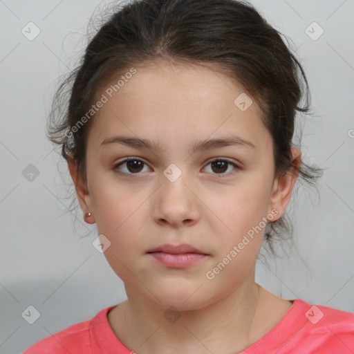 Neutral white child female with medium  brown hair and brown eyes