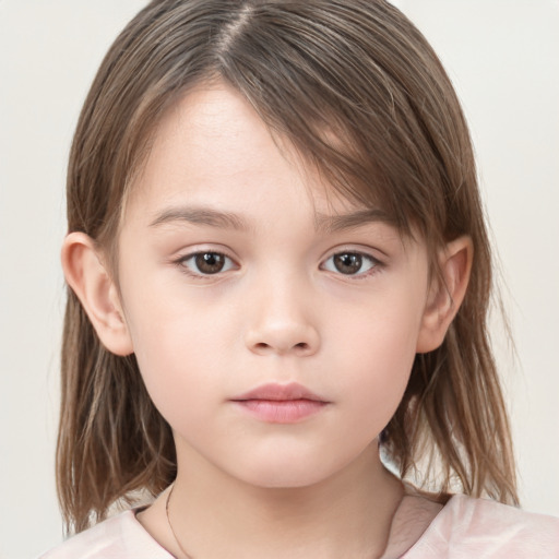 Neutral white child female with medium  brown hair and brown eyes