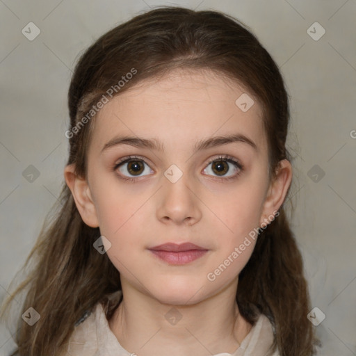 Neutral white child female with medium  brown hair and brown eyes