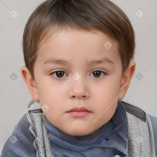 Neutral white child male with short  brown hair and brown eyes