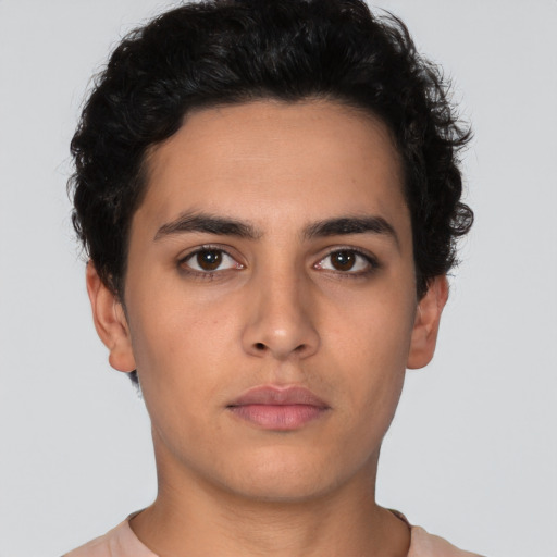 Neutral asian young-adult male with short  brown hair and brown eyes