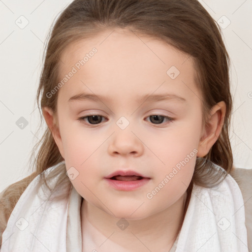 Neutral white child female with medium  brown hair and brown eyes