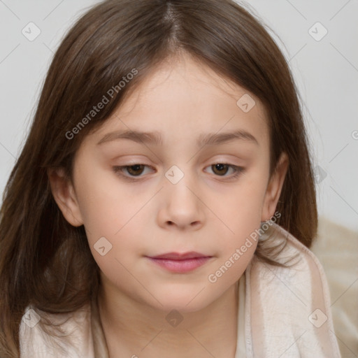 Neutral white child female with medium  brown hair and brown eyes