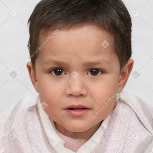 Neutral white child male with short  brown hair and brown eyes