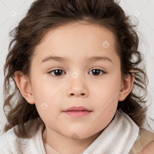 Neutral white child female with medium  brown hair and brown eyes