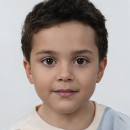 Neutral white child male with short  brown hair and brown eyes