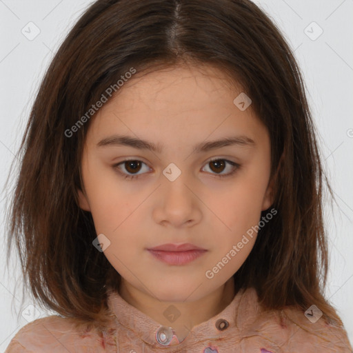 Neutral white child female with medium  brown hair and brown eyes