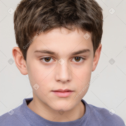 Neutral white child male with short  brown hair and brown eyes