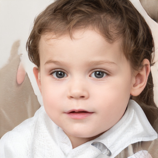 Neutral white child male with short  brown hair and brown eyes