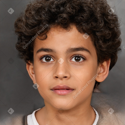 Neutral white child male with short  brown hair and brown eyes